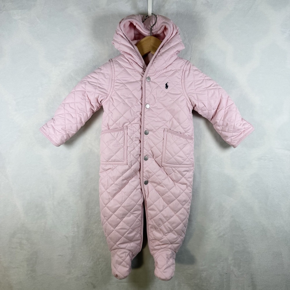Polo Ralph Lauren Baby Hooded Barn Bunting Coverall Pink Size 9M